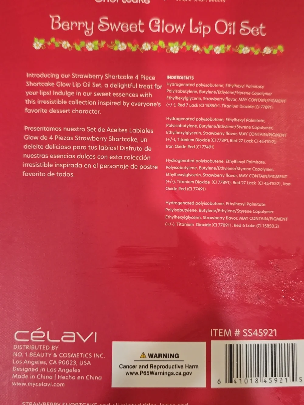Celavi X Strawberry Shortcake Berry Sweet Glow Lip Oil Set